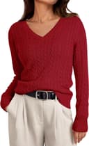 Thumbnail 1 de LILLUSORY Women's Cable Knit V-Neck Lightweight Sweater 👚