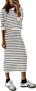 Thumbnail 2 de PRETTYGARDEN 2-Piece Skirt Set striped sweater dress 🧥