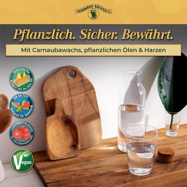 Thumbnail 3 de Hermann Sachse Huile‑cire dure incolore 250 ml pour bois 🪵