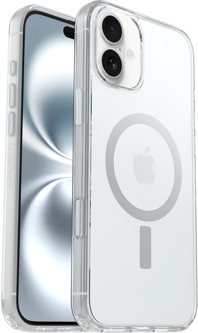 Detalle de OtterBox Symmetry Series Clear MagSafe per iPhone 16 Plus, cover ultrasottile trasparente con protezione antiurto e Camera Control