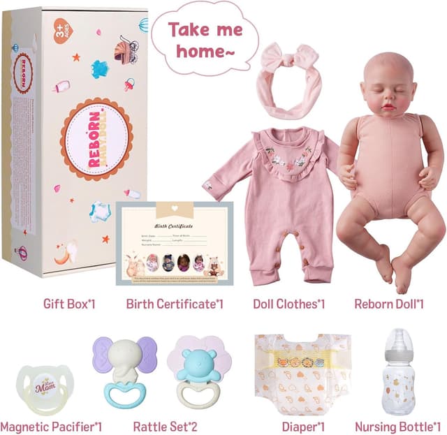 Detalle de BABESIDE Lifelike Reborn Baby Doll (20 Inch) Sleeping Newborn-Style Doll for Kids 3+
