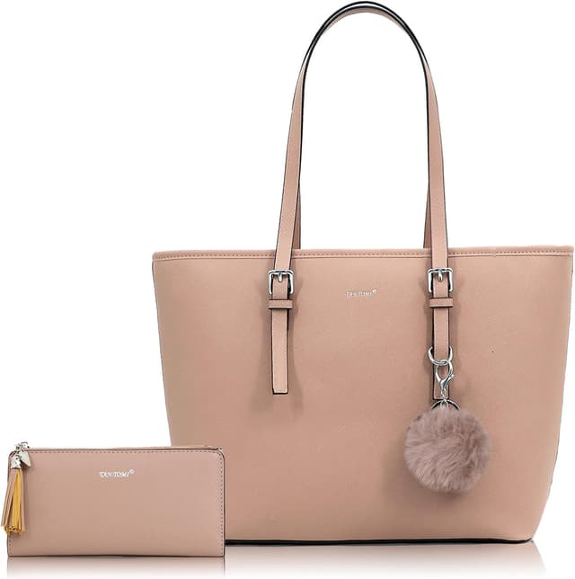 Detalle de TANTOMI Women’s Tote Bag for 15.6-Inch Laptop with Detachable Wallet & Card Holder