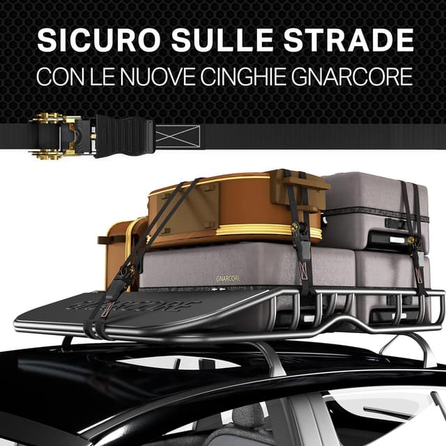 Detalle de Cinghie di fissaggio a cricchetto Premium (set da 4) DIN EN 12195-2, con borse