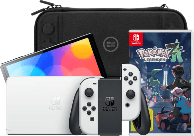 Detalle de Nintendo Switch OLED Weiß inkl. Pokémon-Legenden: Z-A und BlueBuilt Schutzhülle