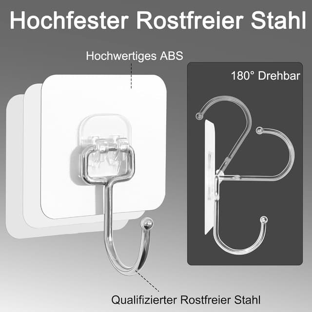 Detalle de Charfia Selbstklebende Haken 15 kg, 8er-Set