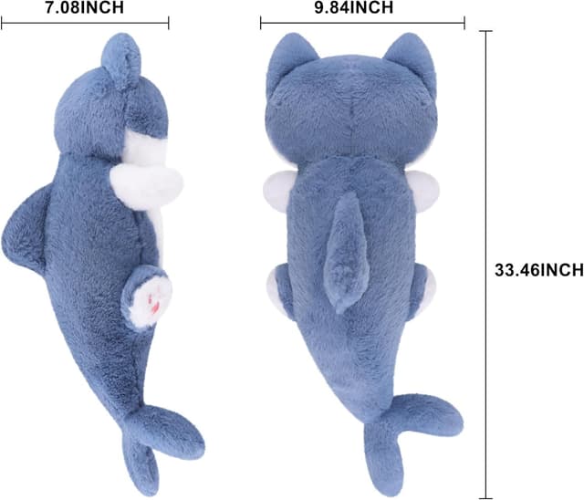 Detalle 2 de Fortuning’s JDS 33.4 inch long shark cat plush pillow (blue)