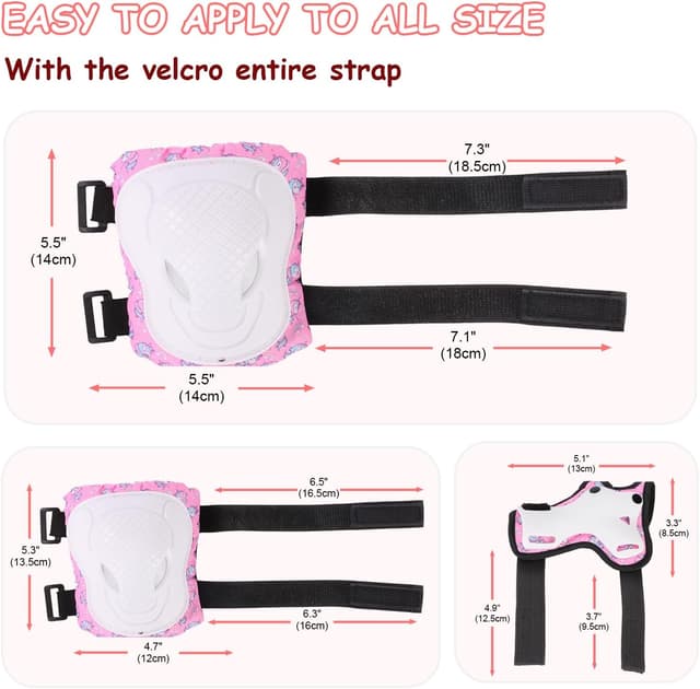 Detalle de BURSUN Knieschoner Kinder 6-in-1: verstellbares Protektor-Set für Inliner, Skateboard & mehr