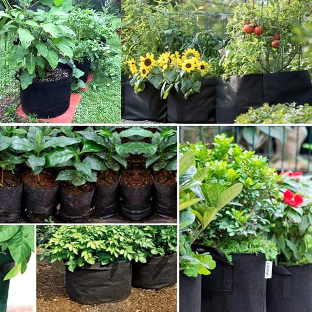 Thumbnail 6 de SHEEFLY 10 Pack 5 Gallon Grow Bags (Non-woven Fabric) with Reinforced Handles and 10 Plant Labels