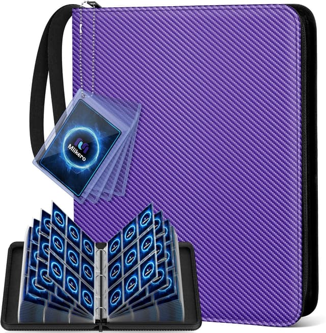 Detalle de Mlikero Trading Card Binder (Purple) with 9-Pocket Display Design, 720 Double-Sided Card Capacity