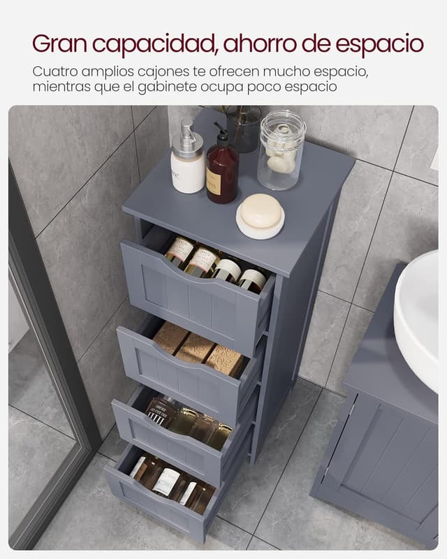 Detalle 2 de VASAGLE LHC040G01 Armario baño 30 x 30 x 82 cm