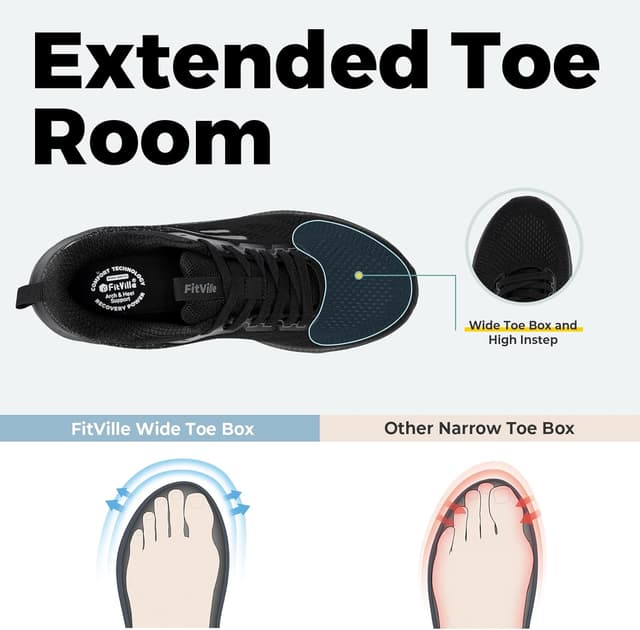 Detalle 2 de FitVille Laufschuhe für Herren in Extra Breit – atmungsaktive Straßen-, Outdoor- und Joggingschuhe