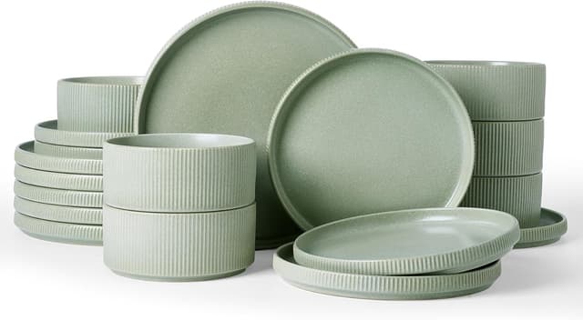Imagen de Famiware Star Dinnerware Set for 6 (18 pcs) Green Matte en OfertitasTOP