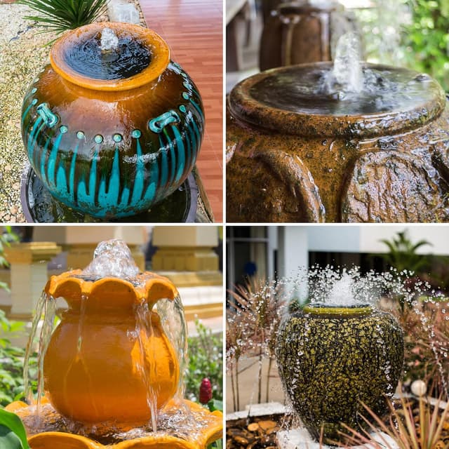 Detalle de AISITIN Solar Fountain Pump (2.5W) with 6 Nozzles & Transparent Hose