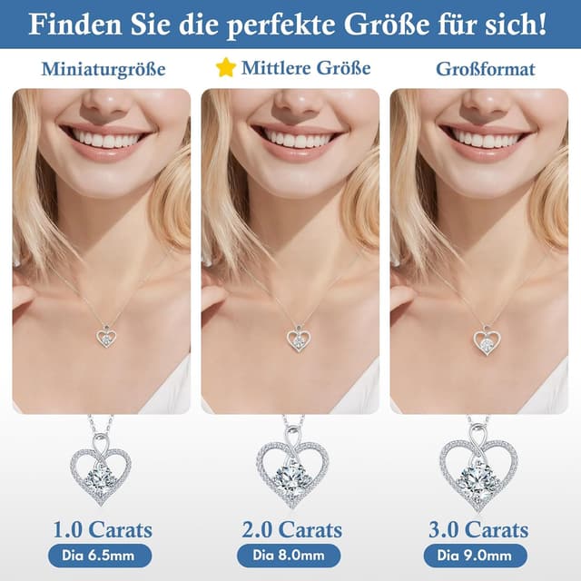 Detalle 2 de LOUISA SECRET Collana da donna Cuore Infinito Eternal in argento 925 con moissanite