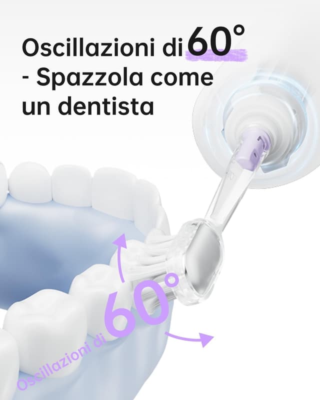 Detalle 2 de Laifen Wave Special Spazzolino Elettrico Sonico con Oscillazione & Vibrazione e App, IP68, 2 Testine di Ricambio (Viola)