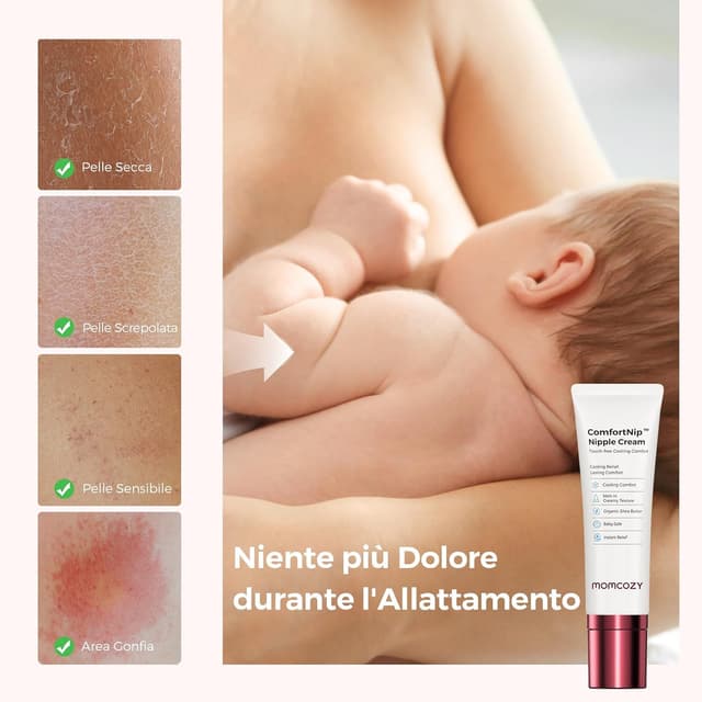 Detalle de Momcozy ComfortNip crema capezzoli per allattamento lenitiva senza lanolina con applicatore in ceramica, 50 g