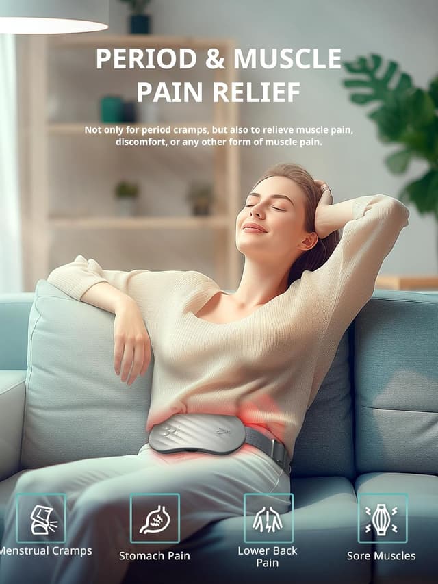 Detalle 2 de Slimpal Slimpal Portable Heat Pads (Electric Wireless Heating Pad) – Rechargeable cordless heating belt with 4 heat levels, Grey S2