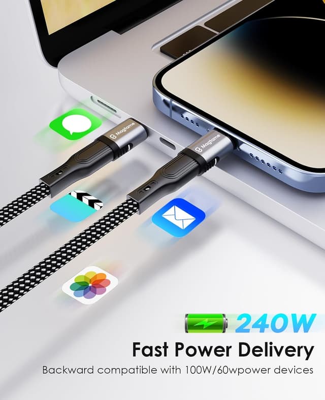 Detalle de Magtame 240W magnetischer USB‑C Adapter (40 Gbps) für schnelles Laden & 4K@60Hz