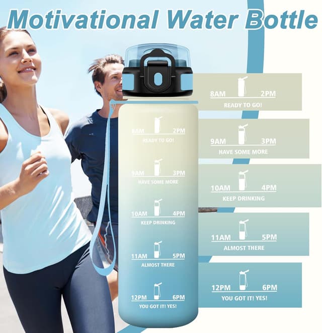 Detalle 2 de JAPORIA Botella Agua Deportiva 1L una cantimplora segura y motivadora