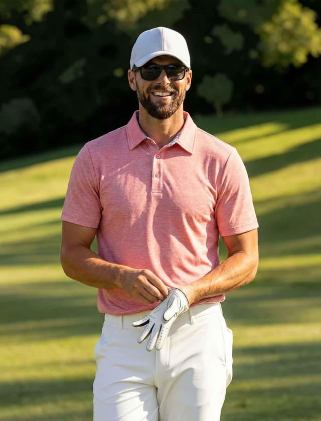 Detalle 2 de EKLENTSON men’s polo shirts short-sleeve quick-dry stretch performance polo with 3-button placket