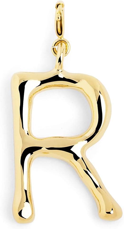Detalle de SINGULARU Charm Letter XL, colgante letra R en latón 18 Kt