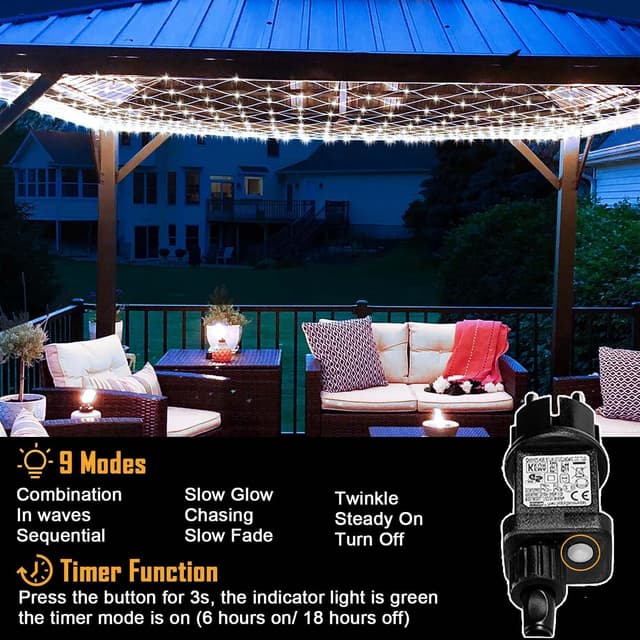 Detalle de Joycome Rete luminosa da esterno Natale 3x2 m con 200 LED, spina e timer, IP65