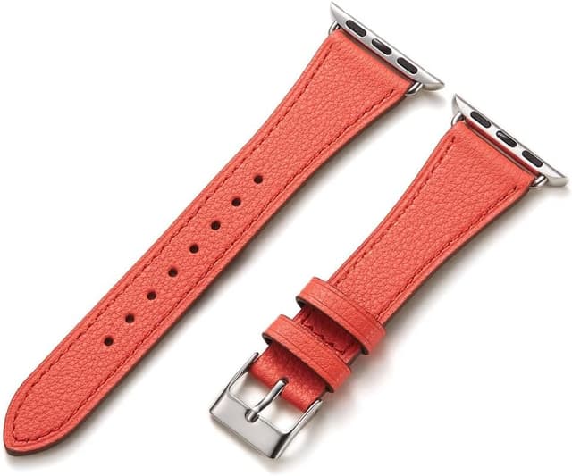 Detalle de AoYi Italian Genuine Leather Watch Straps for Apple Watch (38mm–49mm) – Slim cowhide bands with 316L stainless steel buckle