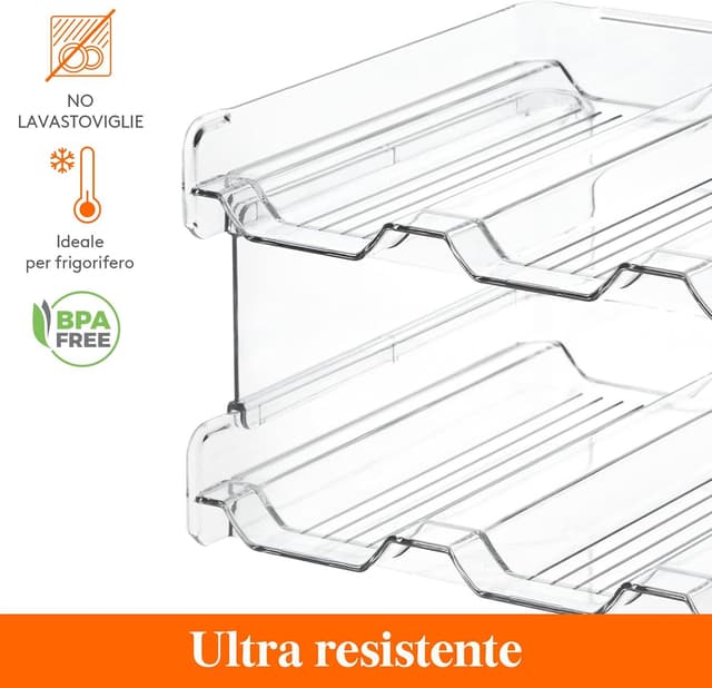 Detalle 2 de Lifewit set di 3 portabottiglie impilabili per armadio e frigorifero (ognuno con 4 ripiani/recipienti)