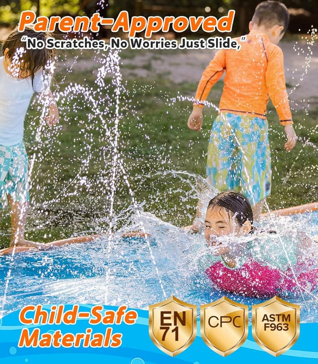 Detalle de Spring Water Water Slide & Splash Slip Slide for Kids (22 ft, 2 lanes) with Inflatable Bodyboards