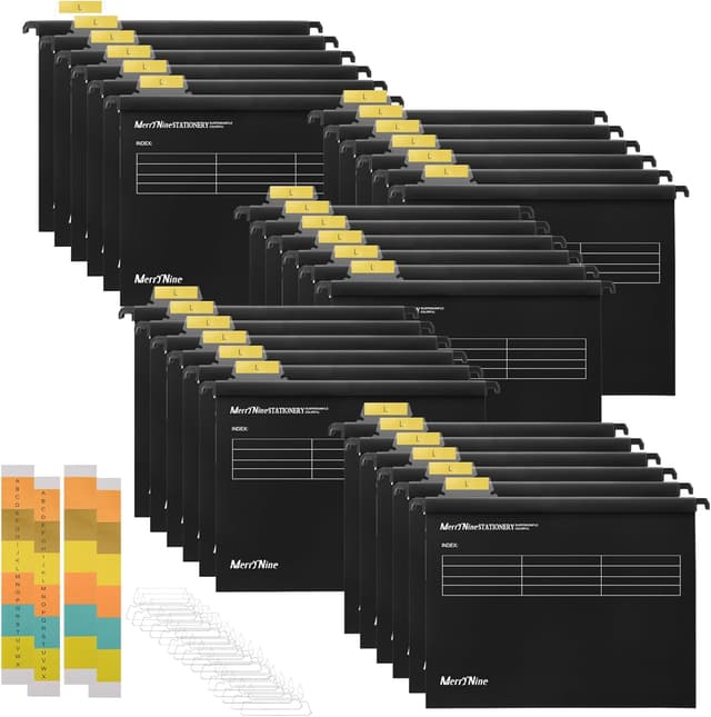Detalle de MerryNine 30-Pack A4 Suspension Files (Polypropylene) with Tabs & Card Inserts