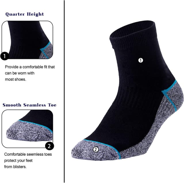 Detalle de Kodal copper infused quarter socks (5 pairs) for moisture wicking and odour control