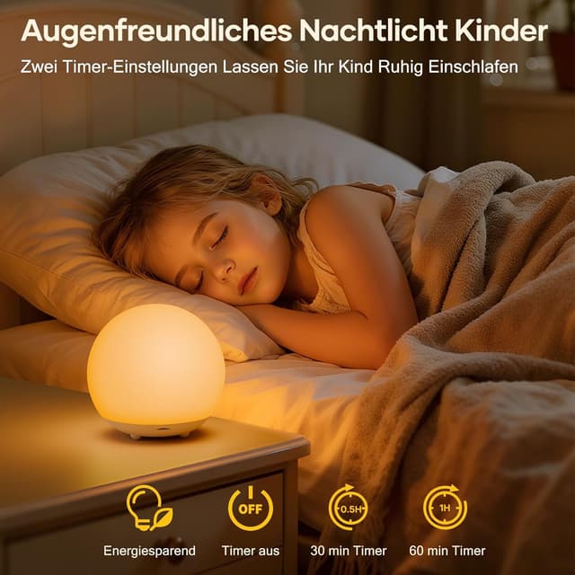 Detalle 2 de Suright Nachtlicht Kinder Touch, RGB 7 Farben