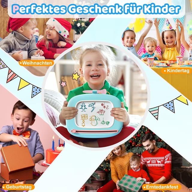 Thumbnail 6 de Kikidex Magnetische Zaubertafel für Kleinkinder (1–3 Jahre) – Magic Painting Board im Mint-Blau