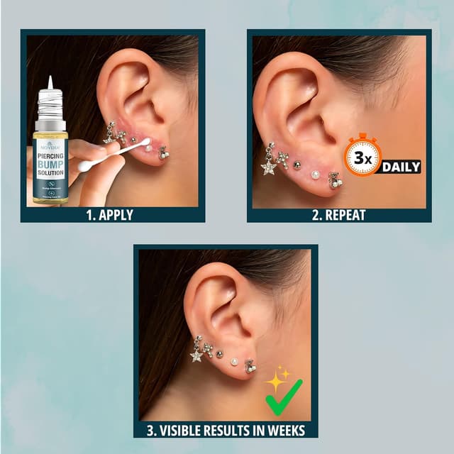 Detalle de NOVEHA Piercing Bump Solution with tea tree oil (20ml) for keloid bumps and raised scars