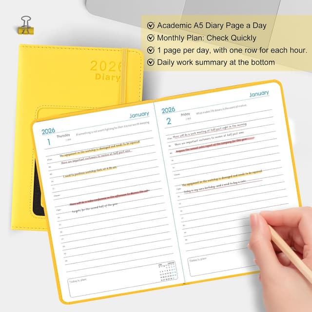 Detalle 2 de Agenda académica A5 2026 página por día 21,5x14,5 cm