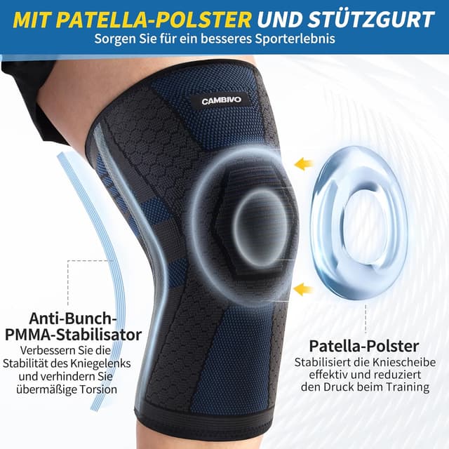 Thumbnail 3 de CAMBIVO Kniebandage für Damen & Herren (2X) mit PMMA-Seitenstabilisatoren und Patella-Polster – Kniesupport für Sport & Alltag