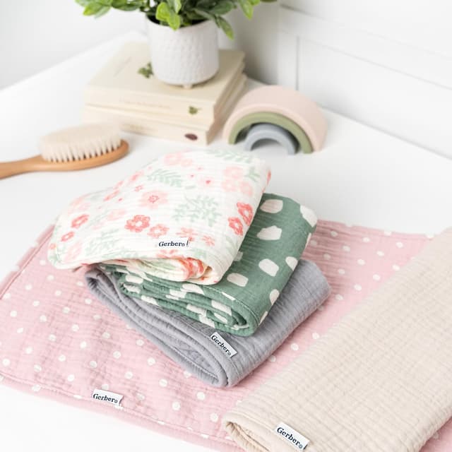 Detalle 2 de Gerber 5Pk Burpcloths in Neutral Multi Teal Dots (One Size)