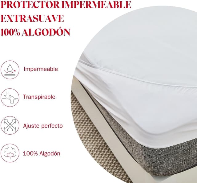 Detalle 2 de Pikolin Home ☁️ Protector de Colchón 90x190cm Impermeable y Transpirable