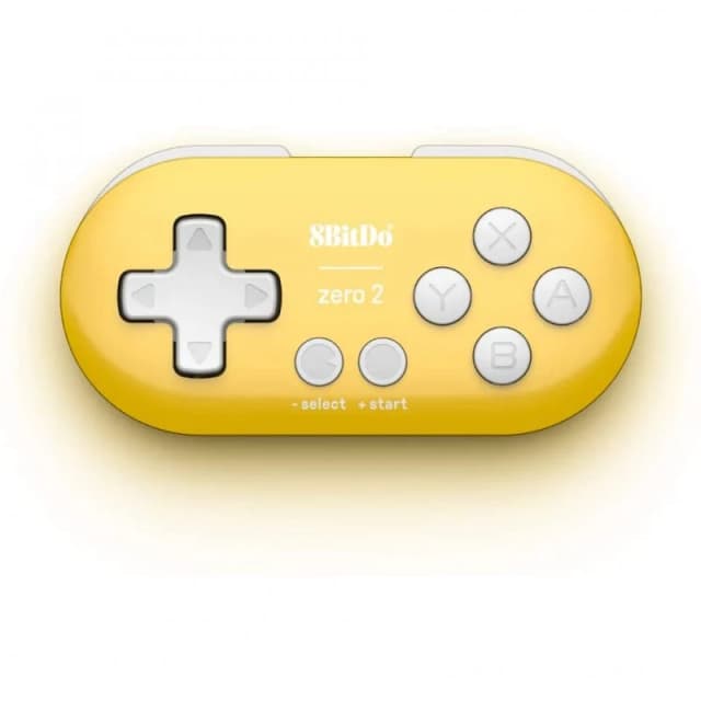 Detalle de 8BitDo Zero 2 Yellow Edition — mando compacto para Switch/PC