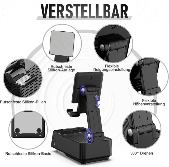 Detalle 2 de ZOOI Vatertagsgeschenk für Papa: Bluetooth-Lautsprecher mit Handyständer für Smartphones bis 13 Zoll