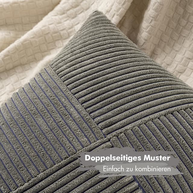 Detalle 2 de MIULEE Fundas de Almohada Decorativas de Pana Gris 50x50 🌙