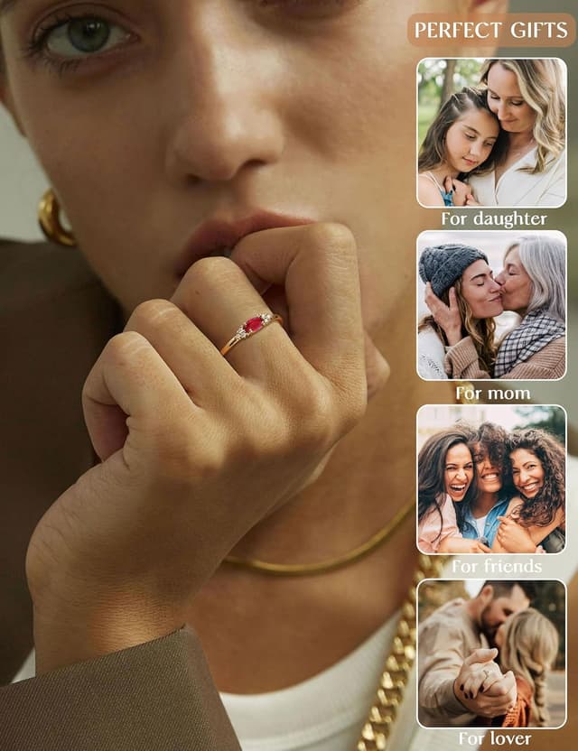 Thumbnail 6 de ZNBOH Geburtsstein Ring 18K vergoldet