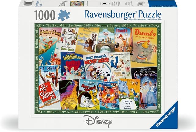 Detalle de Ravensburger Puzzle 1000 Pezzi Disney Vintage Movie Poster da 70 x 50 cm (adulti +14 anni)