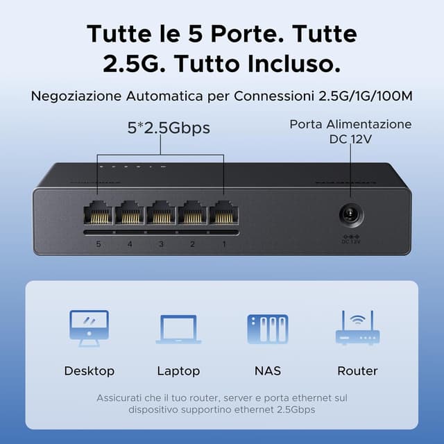 Detalle de UGREEN Switch Ethernet 5 Porte 2,5G