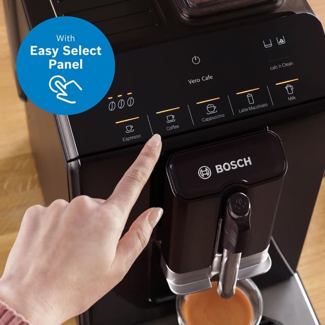 Detalle de Bosch Serie 2 TIG20119 VeroCafe bean-to-cup coffee machine with in-cup milk frother, Easy Select panel