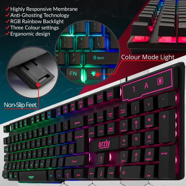 Detalle de Orzly RX250-K RGB gaming keyboard 104-key