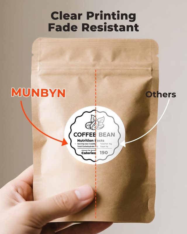 Detalle 1 de 150 étiquettes thermiques rondes MUNBYN