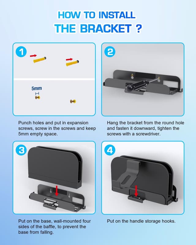 Detalle de Sehawei Wandhalterung für Switch 2 – platzsparende Halterung mit Joy-Con-Haken, Ablage und Controller-Halter