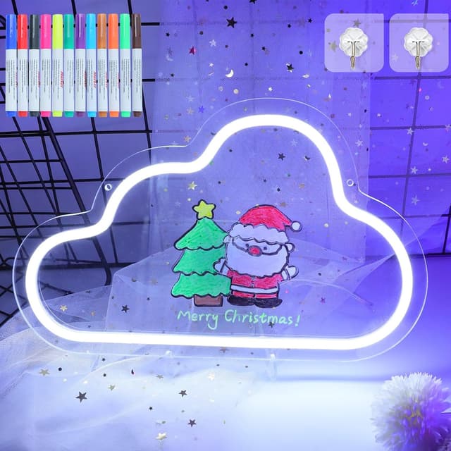 Detalle de DWOOKE Wolken-LED-Neonlicht Tafel für Notizen