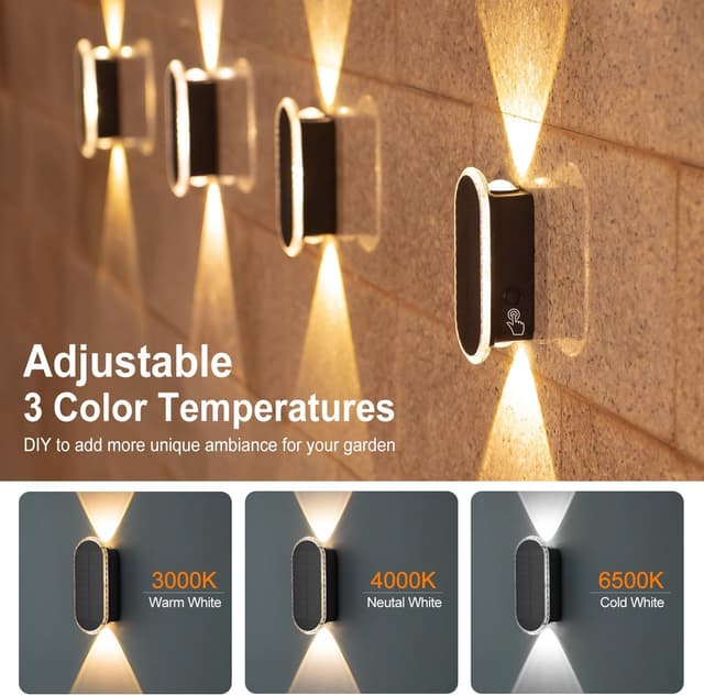 Detalle de HAMLITE Solar Fence Light for Garden (Weatherproof Dual Direction) – Adjustable 3 Modes in 8-Pack